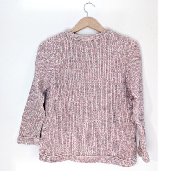 Ann Taylor Loft Pink and Silver Knit Cotton Blend Crop Sweater Jacket - Picture 12 of 13